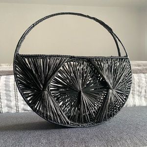 Unique woven black clutch bag